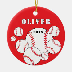 Adorno De Cerámica Deportes béisbol rojo Navidad recuerdo para niños