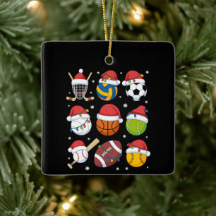 Adorno De Cerámica Deportes de Santa Navidad Deportista Amante del Ju
