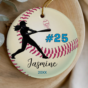 Adorno De Cerámica Deportista Chica Guapa Recuerdo de Béisbol
