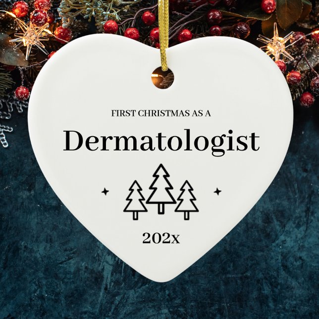 Adorno De Cerámica Dermatólogo primer corazón de Navidad (Dermatogist First Christmas Heart Ceramic Ornament
)