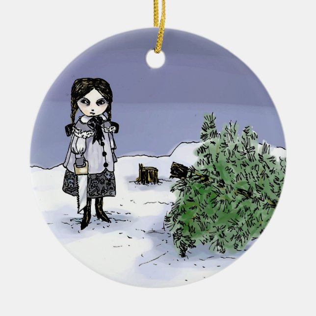 Adorno De Cerámica Derribo del árbol del día de fiesta (Frente)