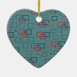 Adorno De Cerámica Descanso cuadrado rojo y Verde azulado