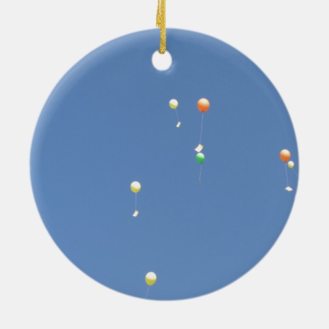 Adorno De Cerámica Desear globos en el cielo azul (Atrás)