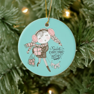 Adorno De Cerámica Deseos de los Navidades dulces