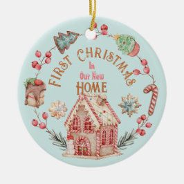 Adorno De Cerámica Deseos de pan de jengibre: Nueva corona de galleta