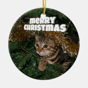 Adorno De Cerámica Deseos del navidad del gatito