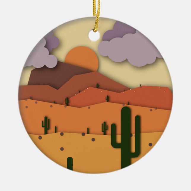 Adorno De Cerámica Desert Old West Cactus Saguaro Arizona Ornament (Frente)