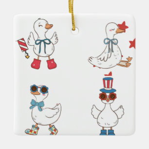Adorno De Cerámica Desfile patriótico del pato - Arte Personalizado d