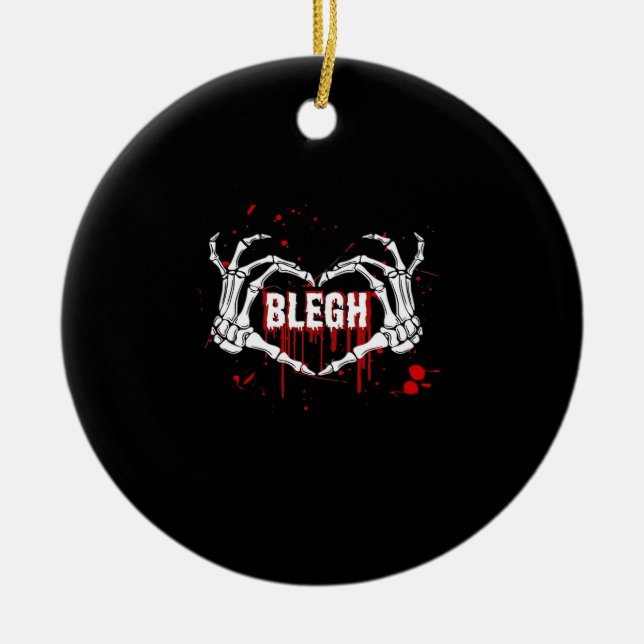 Adorno De Cerámica Desglose sangriento, Skeleton Heart Hands Emo, Met (Frente)