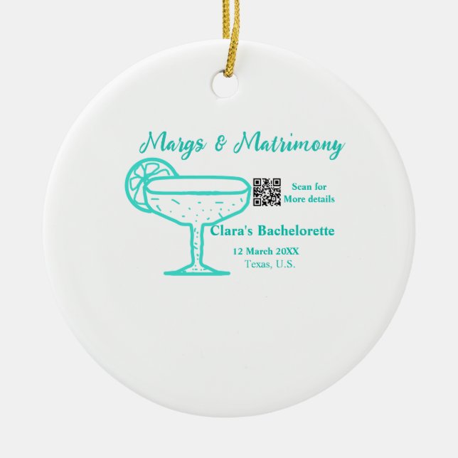 Adorno De Cerámica Despedida de soltera Turquoise Margs & Matrimony (Frente)