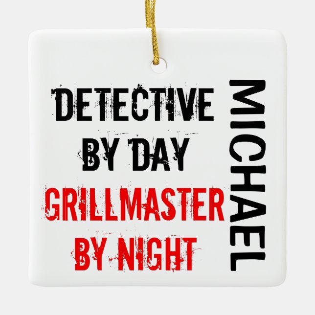 Adorno De Cerámica Detective Grillmaster PERSONALIZADO (Anverso)