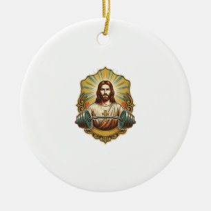 Adorno De Cerámica Determinado Jesús Pesado Hierro Mancuerna Levantam