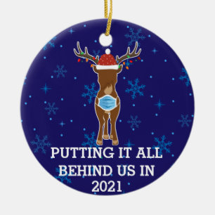 Adorno De Cerámica Detrás de nosotros Reindeer 2021 máscara gracios