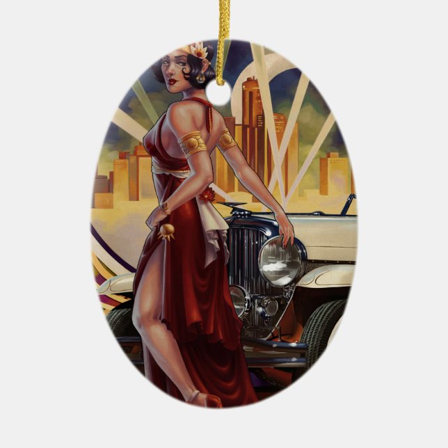 Adorno De Cerámica Detroit, Michigan| Ciudad del motor (Frente)