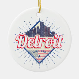 Adorno De Cerámica Detroit Michigan Estados Unidos Skyline Vintage Es