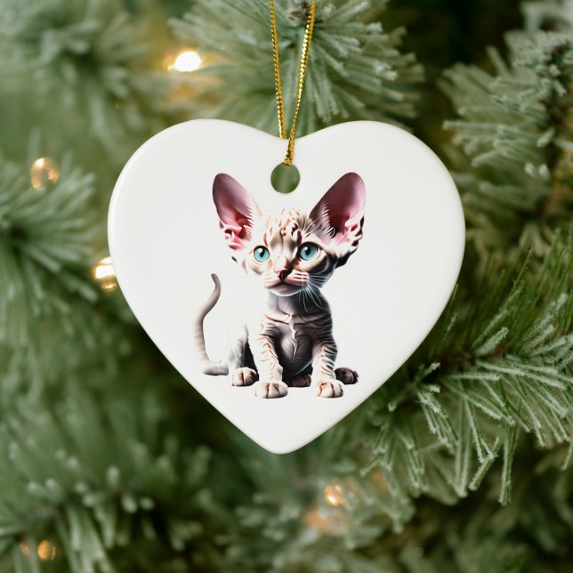 Adorno De Cerámica Devon Rex Kitten personalizado (Árbol)