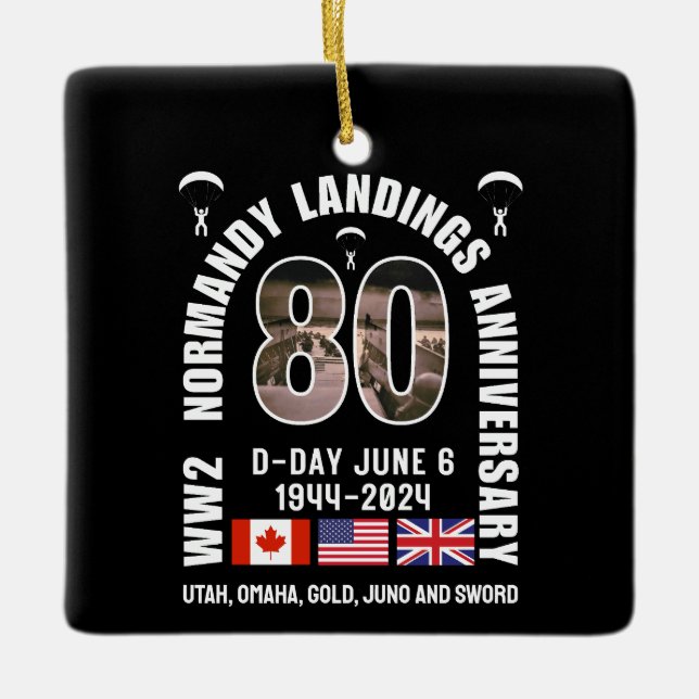 Adorno De Cerámica DÍA-D NORMANDÍA LANDINGS WW2 80º Aniversario (Anverso)