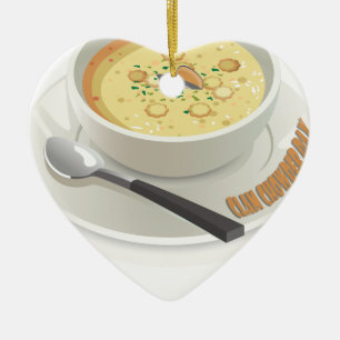 Adorno De Cerámica Día de Clam Chowder - Día de Apreciación