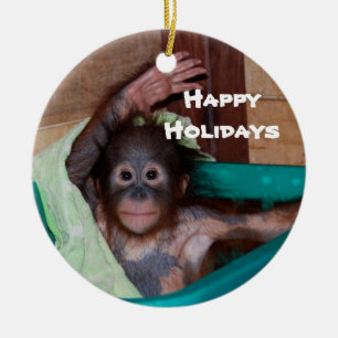 Adorno De Cerámica Día de fiesta animal sonriente feliz del bebé
