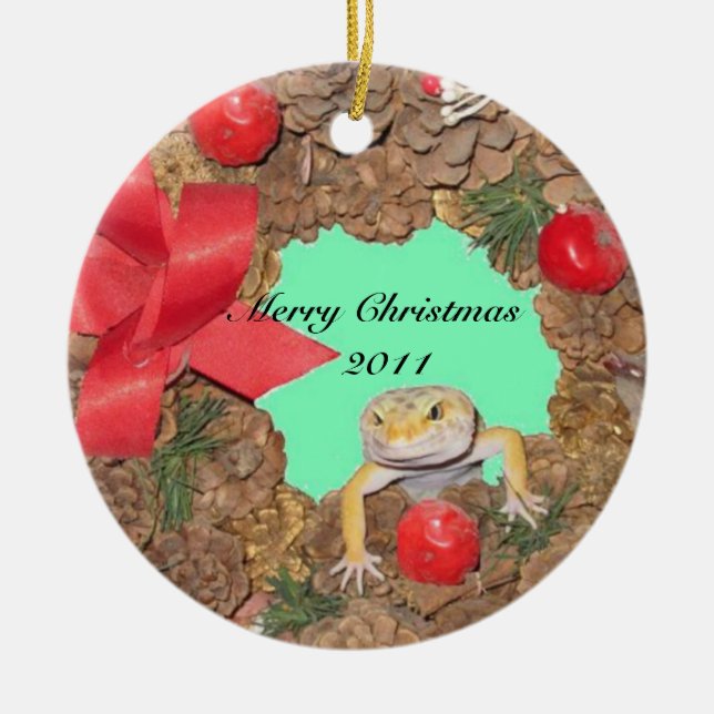 Adorno De Cerámica Día de fiesta de Lovin del lagarto (Frente)