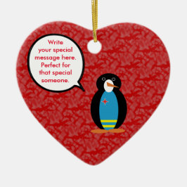 Adorno De Cerámica Día de la Bandera de Aruba Sra. Pingüino Hablando