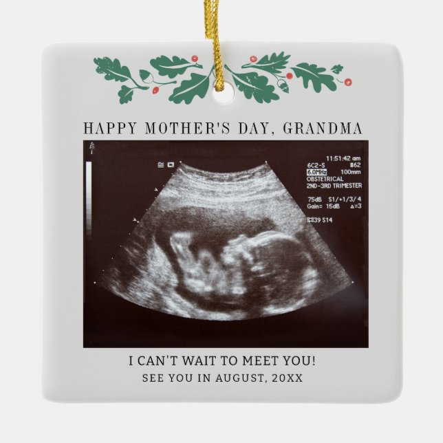 Adorno De Cerámica Día de la Madre Embarazo Ultrasonido Abuela (Anverso)