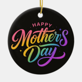 Adorno De Cerámica Día de la Madre Feliz Colorido Caligrafía Arcoíris