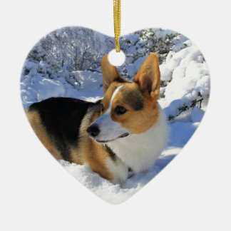 Adorno De Cerámica Día de la nieve del Corgi Galés