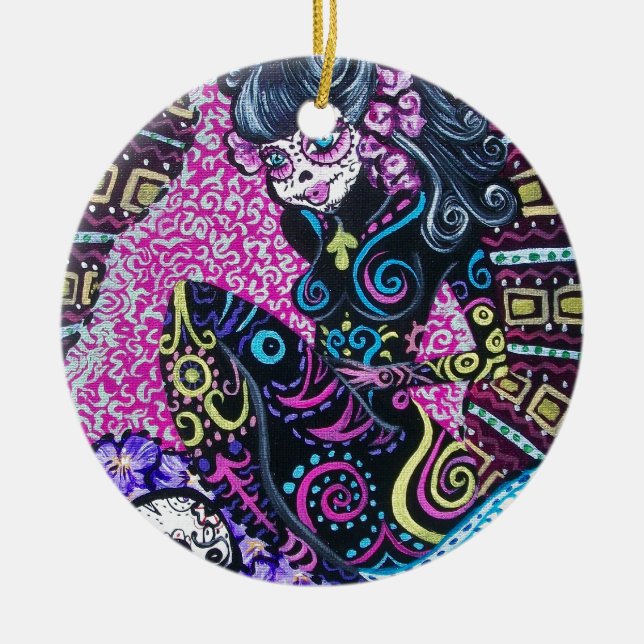 Adorno De Cerámica Día de la sirena retra muerta (Frente)