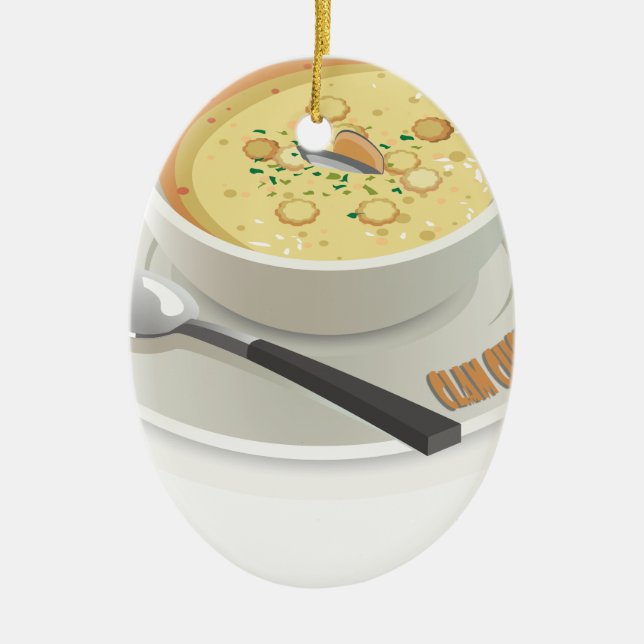 Adorno De Cerámica Día de la sopa de almejas - día del aprecio (Frente)