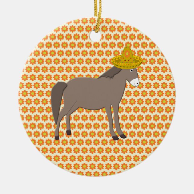 Adorno De Cerámica Día de los muertos en el burro mexicano (Frente)