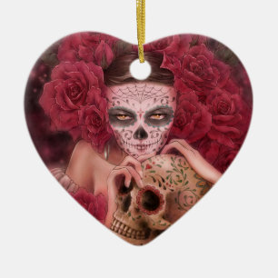 Adorno De Cerámica Dia de los Muertos Ornament