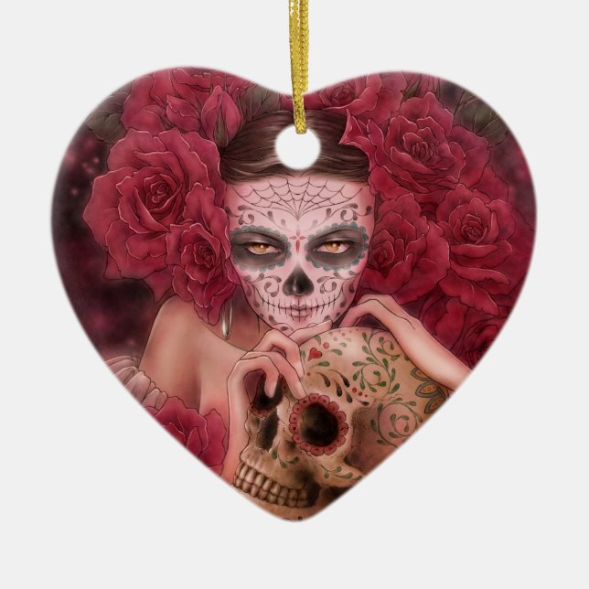 Adorno De Cerámica Dia de los Muertos Ornament (Frente)