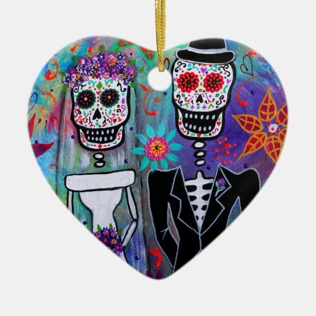 ADORNO DE CERÁMICA DIA DE LOS MUERTOS WEDDING (Frente)