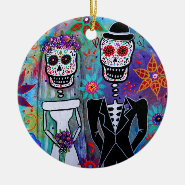 ADORNO DE CERÁMICA DIA DE LOS MUERTOS WEDDING (Frente)