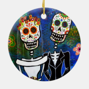 ADORNO DE CERÁMICA DIA DE LOS MUERTOS WEDDING