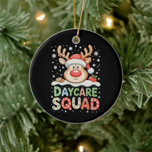 Adorno De Cerámica Día de Navidad Guardería Reno Sombrero de Santa Eq