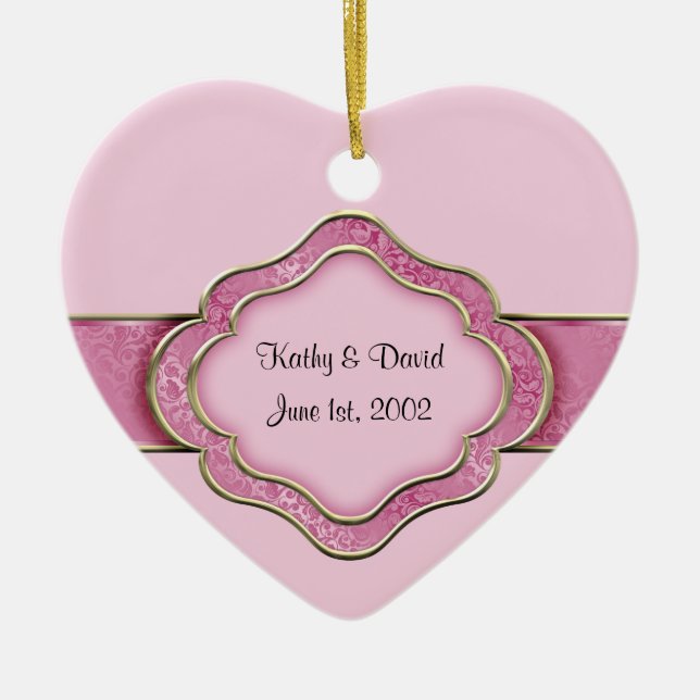 Adorno De Cerámica Día de nuestra boda (Rosa) (Frente)