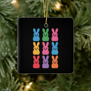 Adorno De Cerámica Día de Pascua Bunny Eggs Plaid Leopard