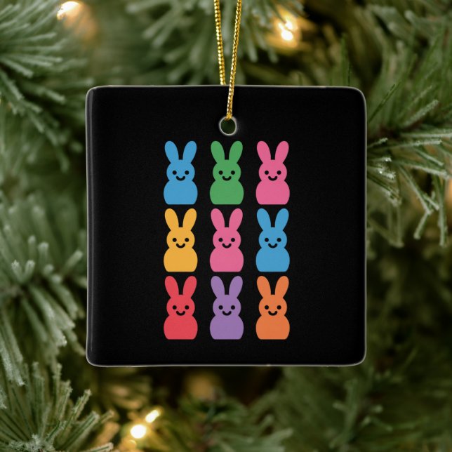 Adorno De Cerámica Día de Pascua Bunny Eggs Plaid Leopard (Árbol)