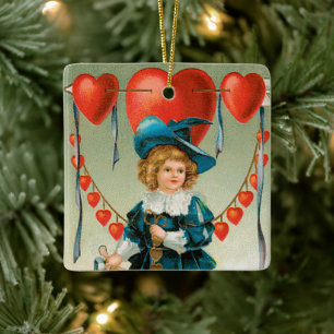 Adorno De Cerámica Día de San Valentín antiguo, chico victoriano con 