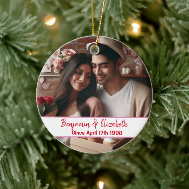 Adorno De Cerámica Día de San Valentín Candy Hearts Personalizado Fot (Árbol)