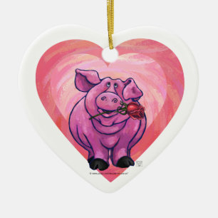 Adorno De Cerámica Día de San Valentín de los cerdos