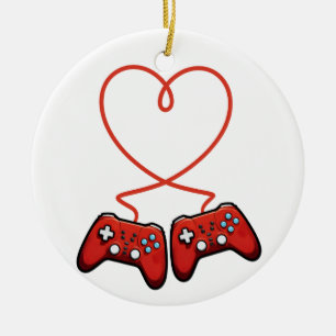 Adorno De Cerámica Día de San Valentín De Video Gamer Con Corazón De 