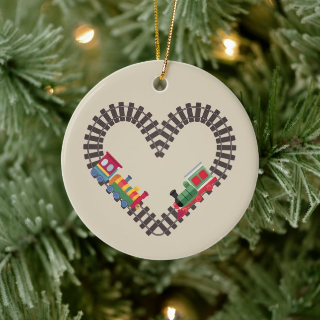 Adorno De Cerámica Día de San Valentín Train Railroad Heart (Árbol)