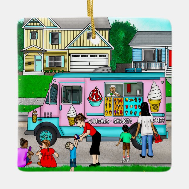 Adorno De Cerámica Día de verano caliente | Un Ilustracion caprichoso (Anverso)