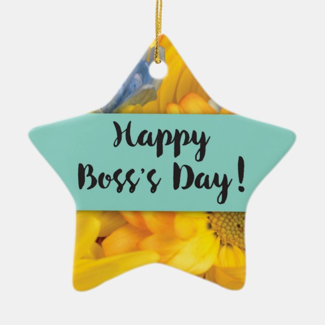 Adorno De Cerámica Día del Jefe gracias Gerbera Daisies (Frente)