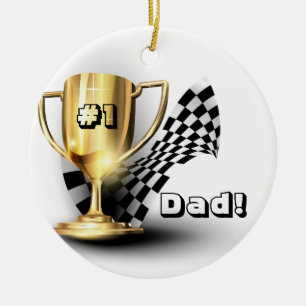Adorno De Cerámica Día del Padre del Trofeo de Oro NUmber One Dad