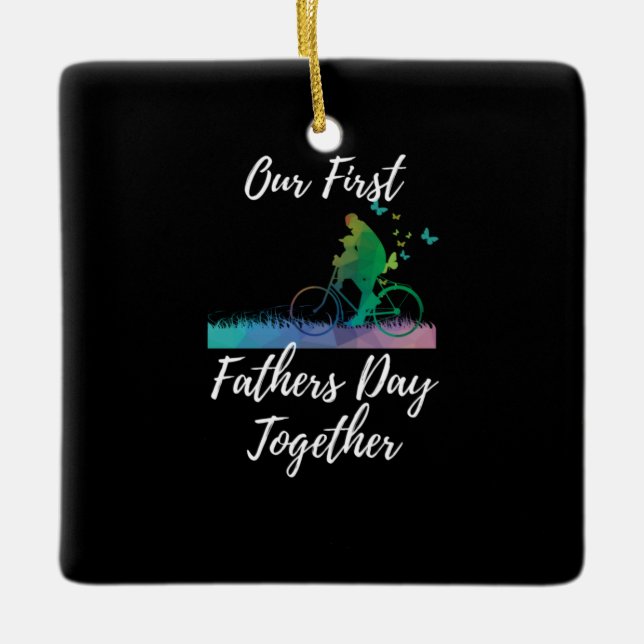 Adorno De Cerámica Día del padre | Nuestro primer Día de los Padres j (Anverso)