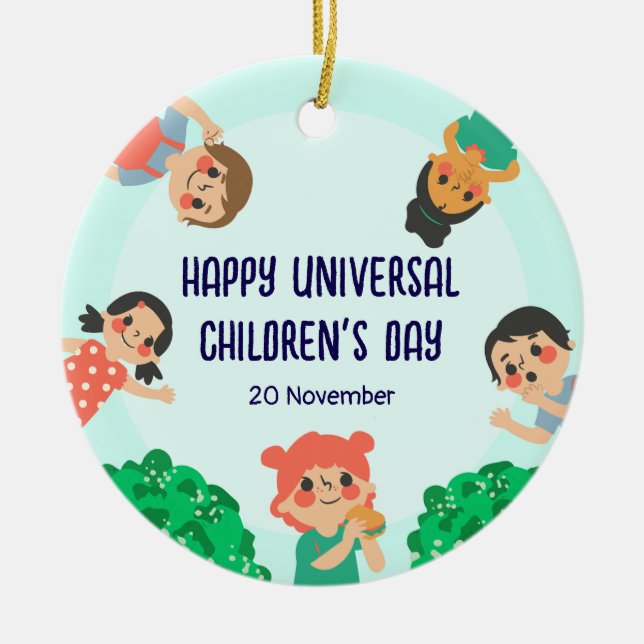 Adorno De Cerámica Día Mundial de la Infancia | Día Universal del Niñ (Frente)